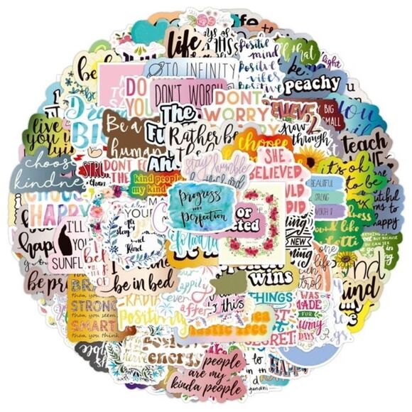 100 Piece Random Graphic Slogan Stickers - Picture 1 of 2
